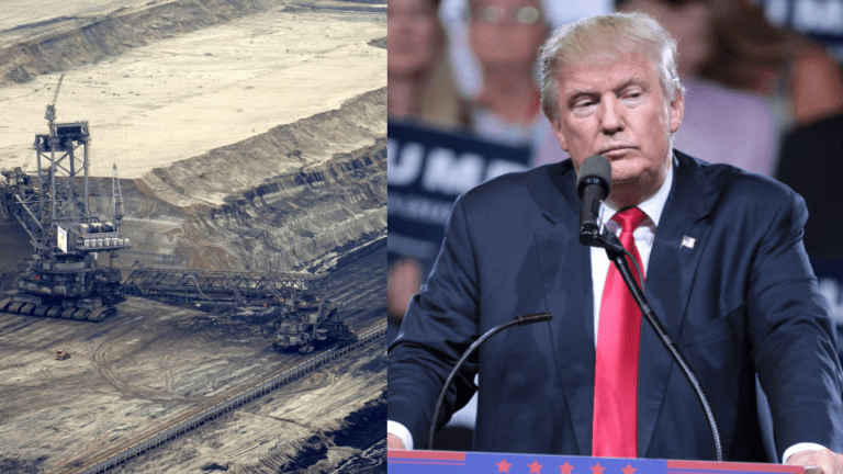 Trump ökar investeringar i kolkraft. Bildkälla: Semevent (Pixabay) och Gage Skidmore (Wikimedia Commons)