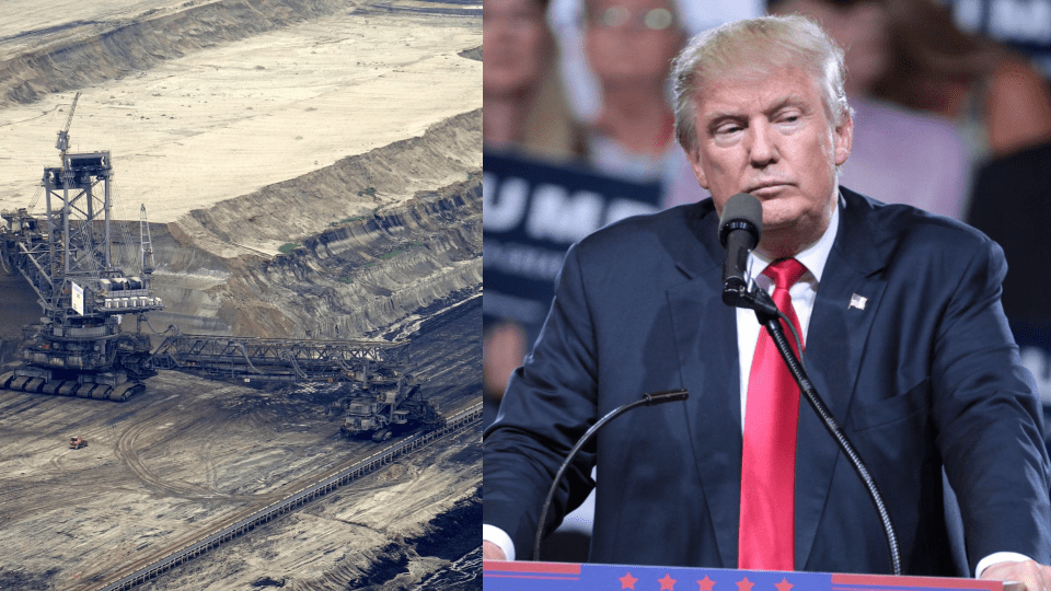 Trump ökar investeringar i kolkraft. Bildkälla: Semevent (Pixabay) och Gage Skidmore (Wikimedia Commons)
